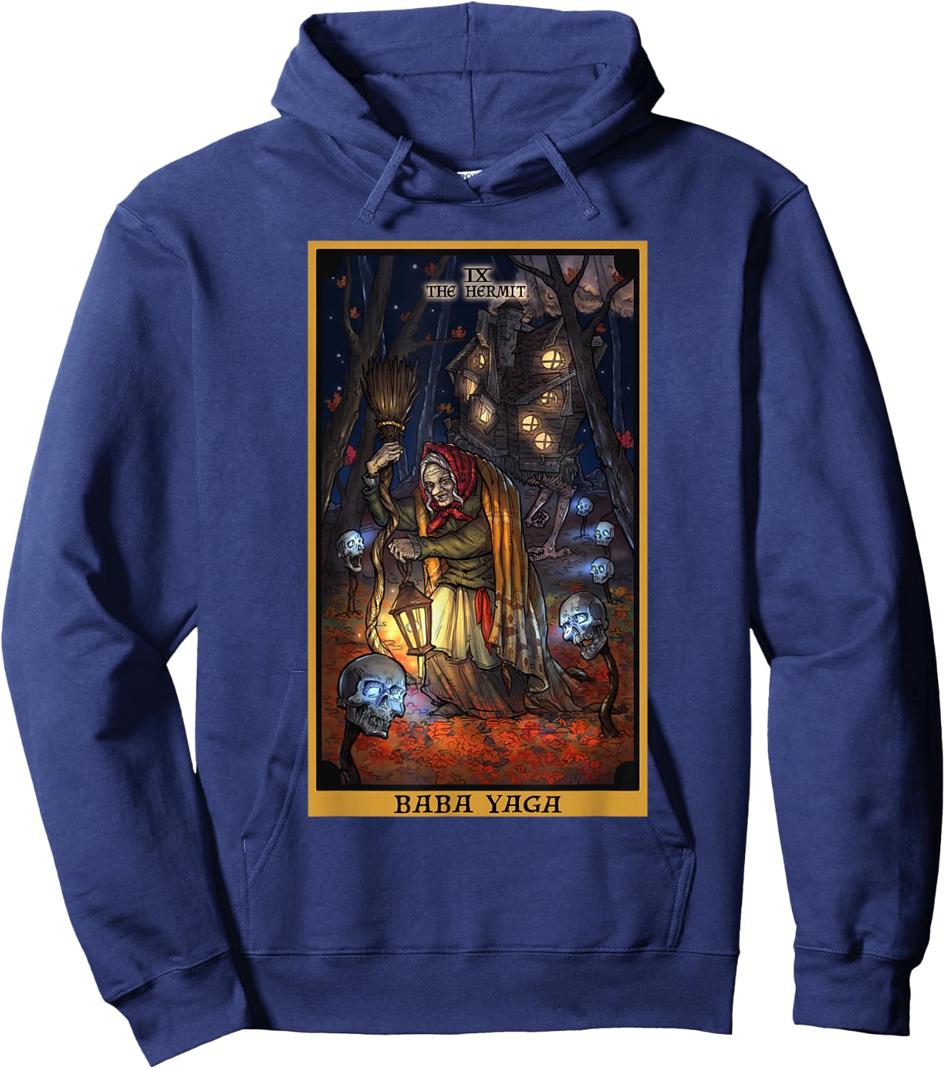 Baba Yaga The Hermit Tarot Card Slavic Mythology Pagan Witch Hoodie - Hoodie | Navy