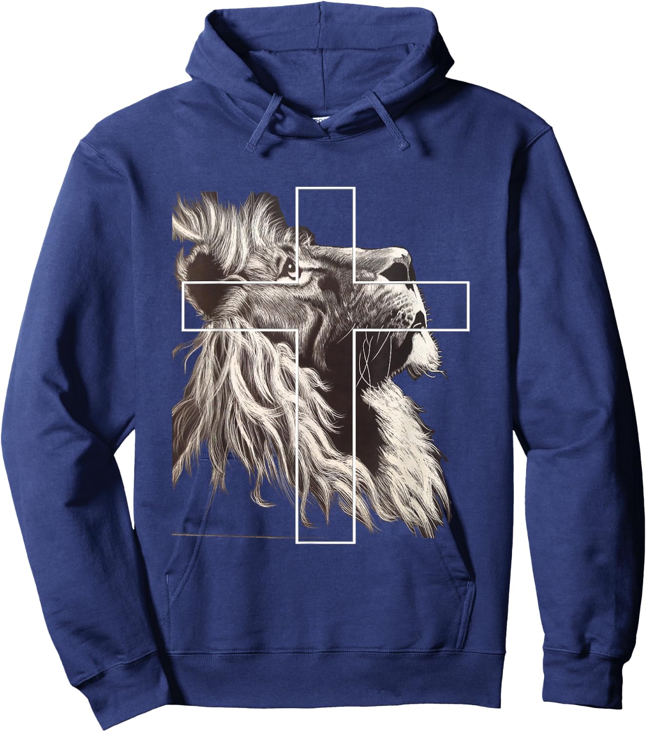Jesus Lion of Judah Christian Cross Hoodie - Hoodie | Navy