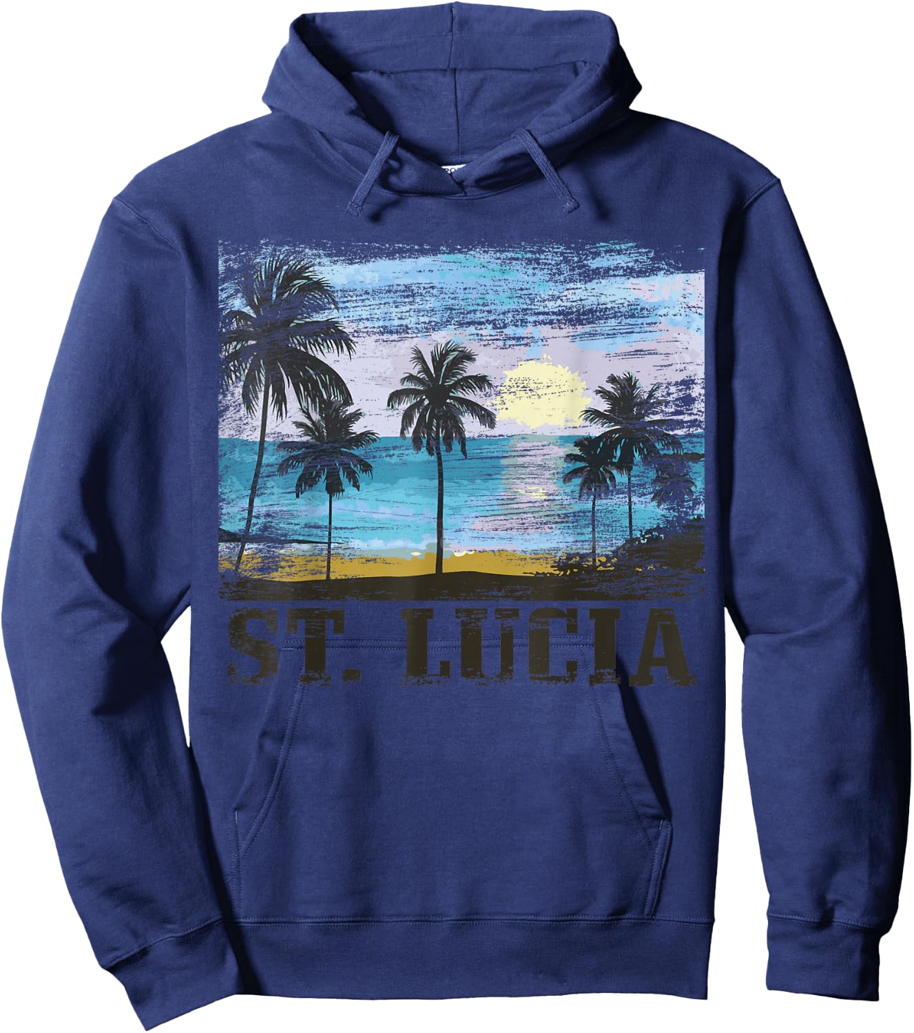 Saint Lucia Vintage Surfer Caribbean Saint Lucia Souvenir Hoodie - Hoodie | Navy