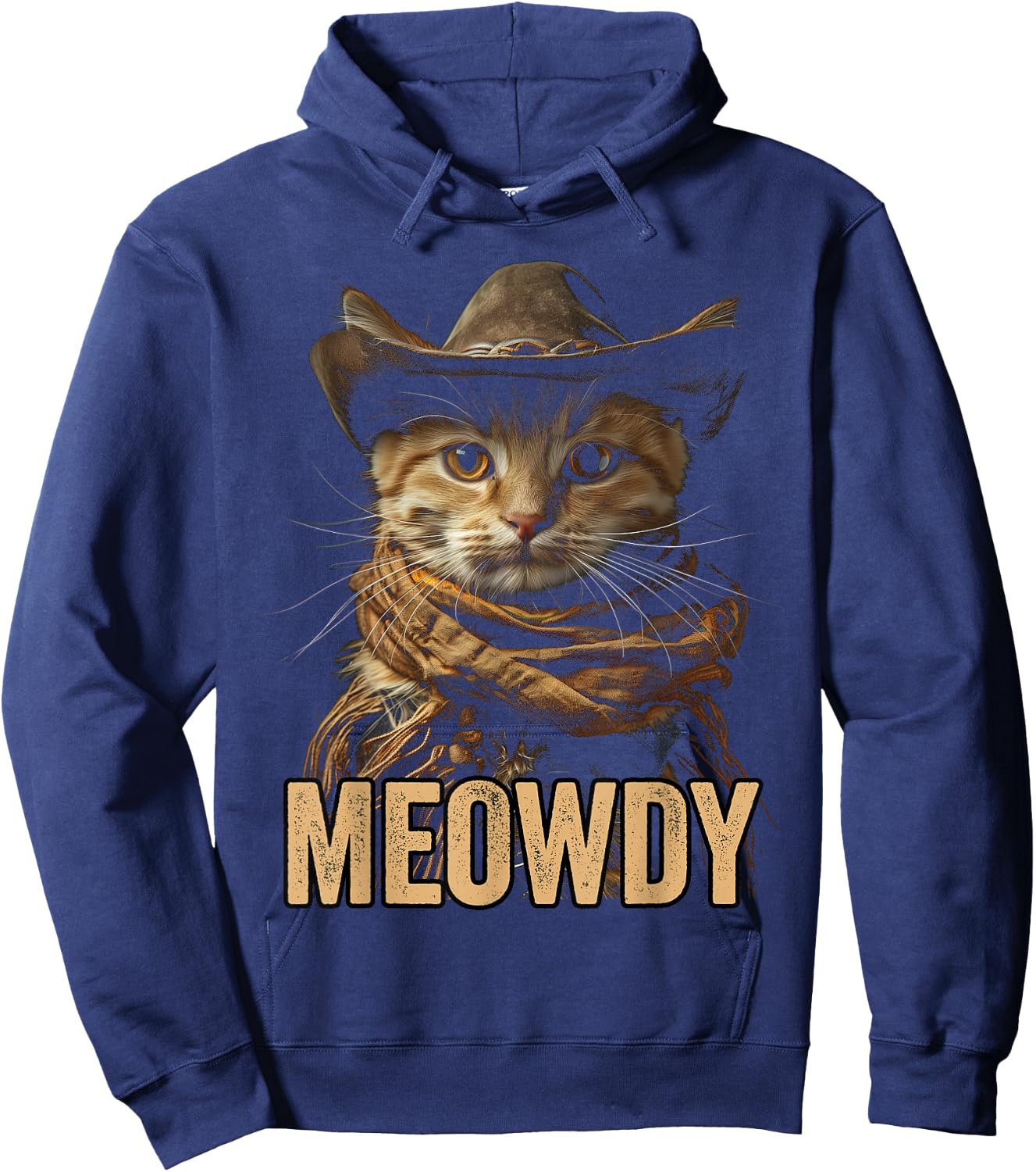 Meowdy Cat Shirt Meowdy Cowboy Cat Country Western Funny Cat Hoodie - Hoodie | Navy