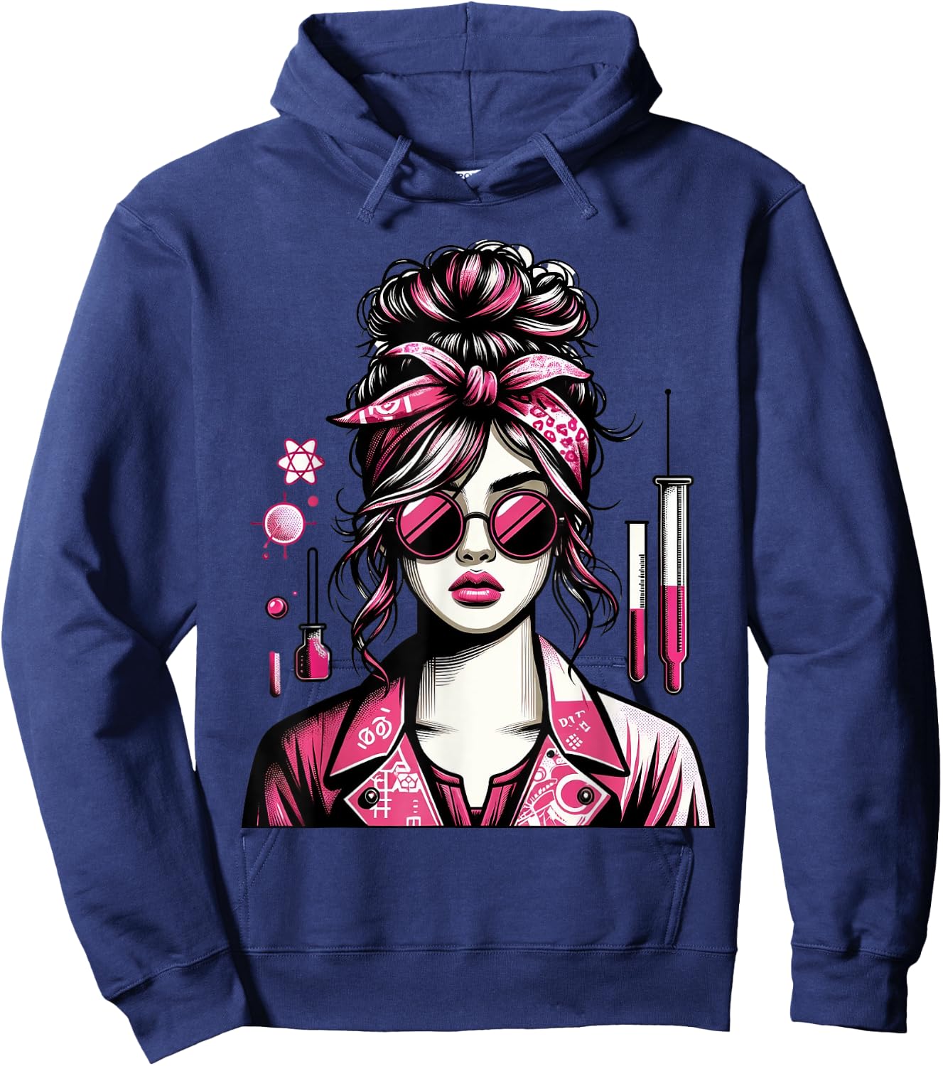 Retro Lab Week 2024 Phlebotomy Pink Women Girl Lab Week 2024 Hoodie - Hoodie | Navy
