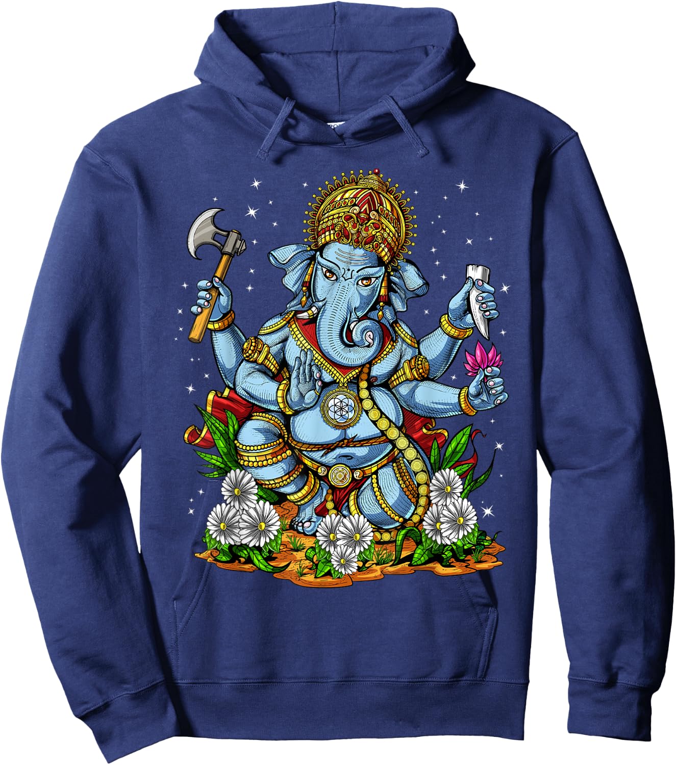 Ganesha Hindu God Elephant Spiritual Yoga Meditation Hoodie - Hoodie | Navy