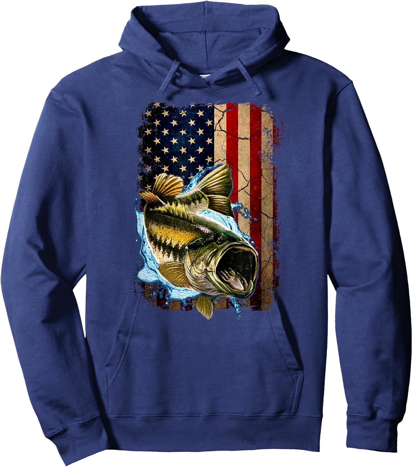 American Flag Bass Fishing For Fisherman Fish Fishing Hoodie - Hoodie | Navy