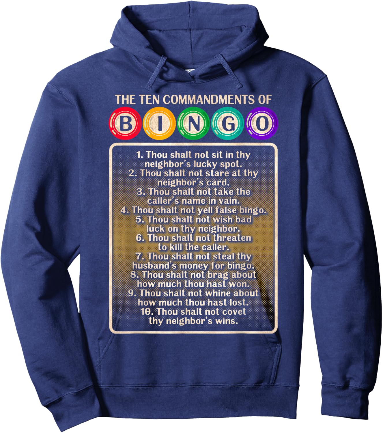 10 Commandments Of Bingo - Bingo Player Hoodie - Hoodie | Navy