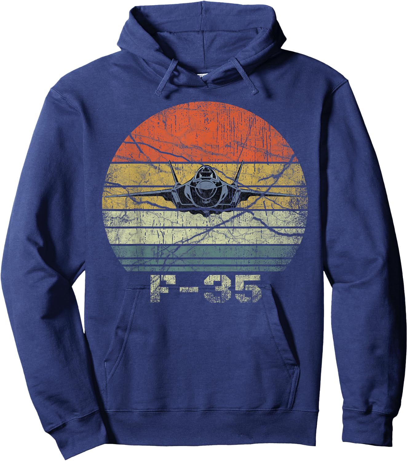 Distressed F-35 Fighter Jet Military Airplane Hoodie - Hoodie | Navy