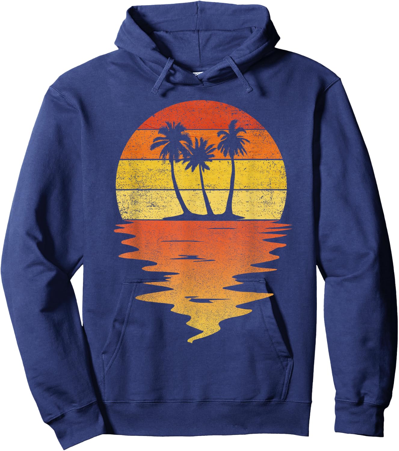 Palm Trees Shirt Retro Sunset 70s Vintage Palm Trees Hoodie - Hoodie | Navy