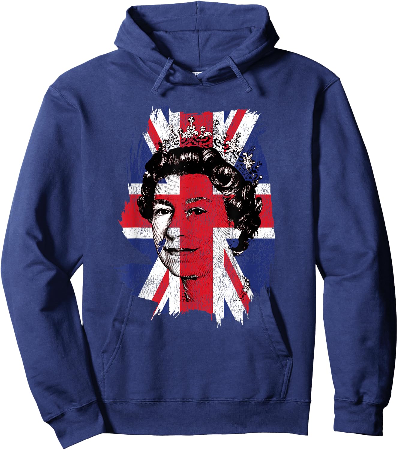 Elizabeth Queen of England Union Jack Flag Queen of England Hoodie - Hoodie | Navy