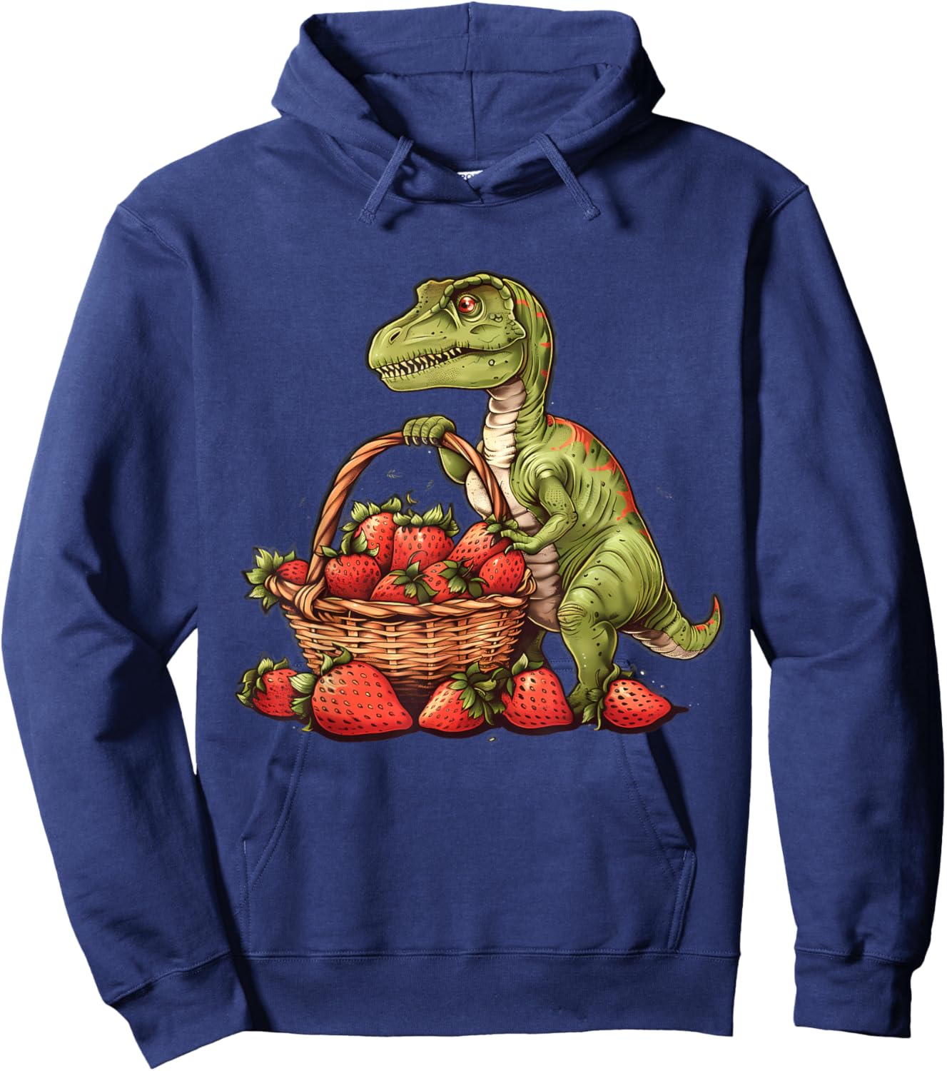 Strawberry Dinosaur Artwork Funny Dino Strawberry Fruit Hoodie - Hoodie | Navy