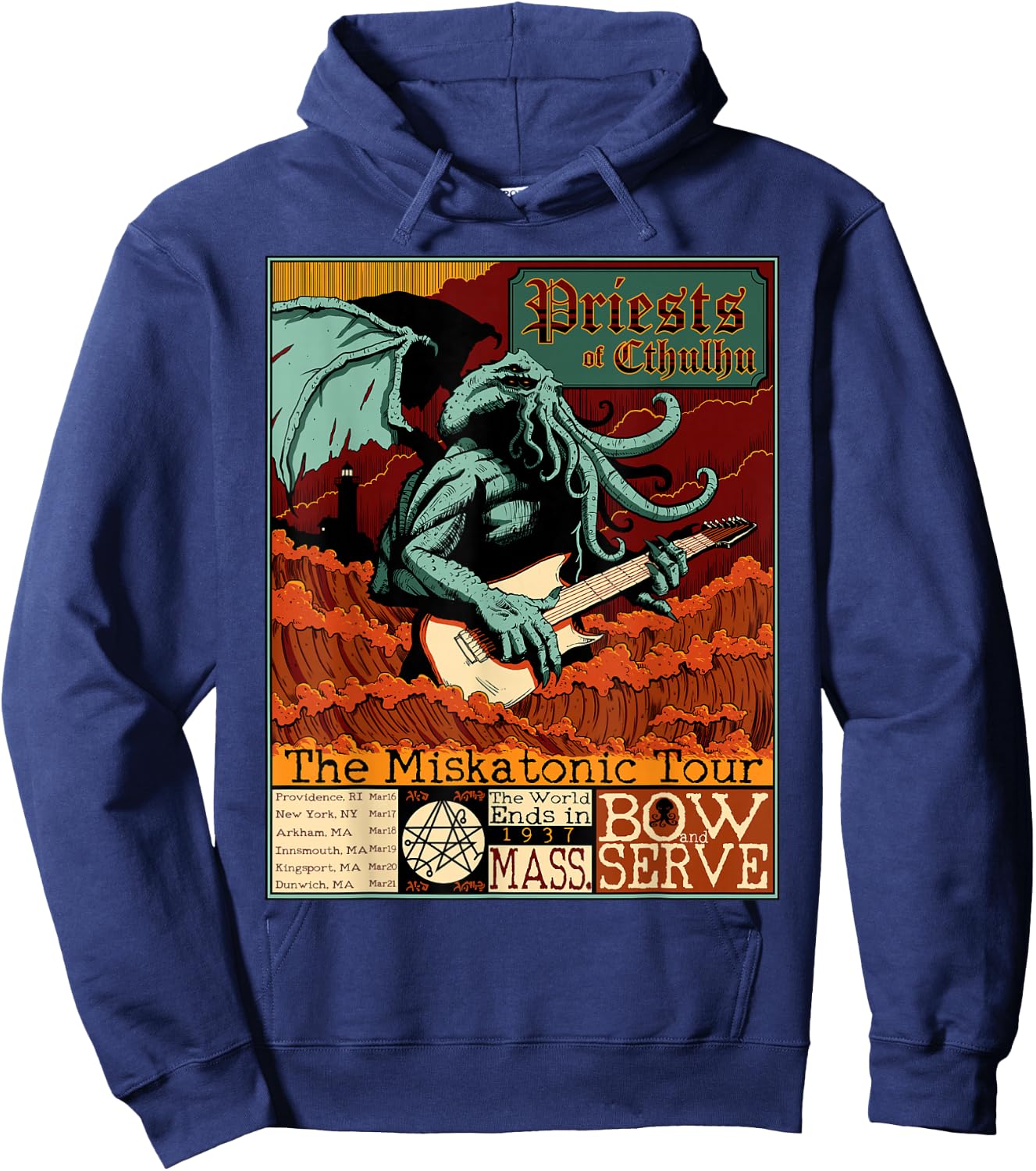 Miskatonic Cthulhu Great Rock Cosmic Horror Metal Concert Hoodie - Hoodie | Navy
