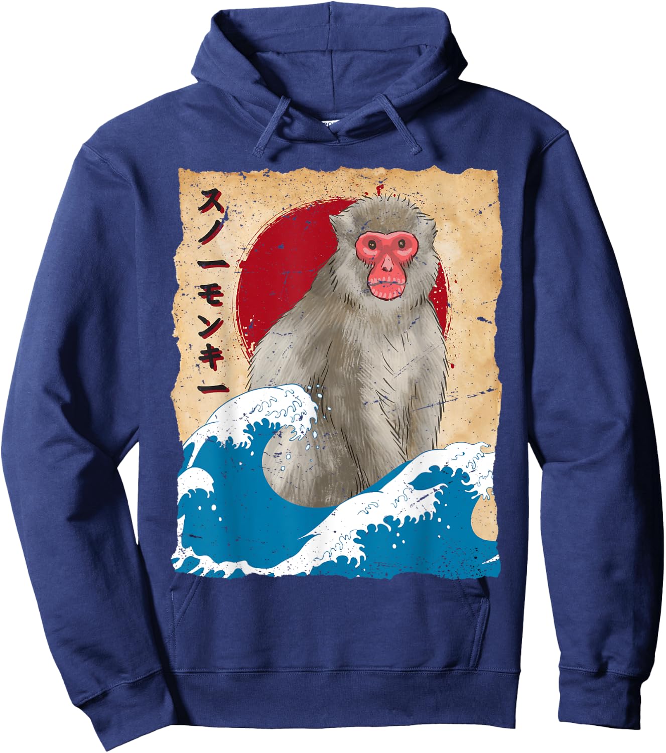 Vintage Japan Art - Japanese Theme Retro Print snow monkeys Hoodie - Hoodie | Navy