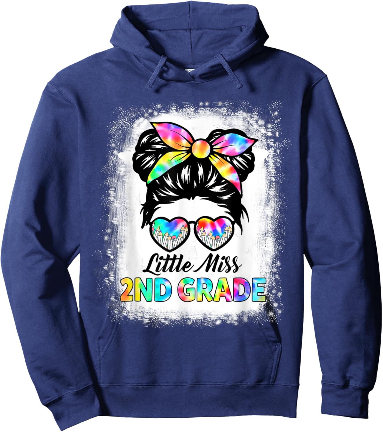 Girls Second Grade Back To School Cute Little Miss 2nd Grade Hoodie - Hoodie | Navy