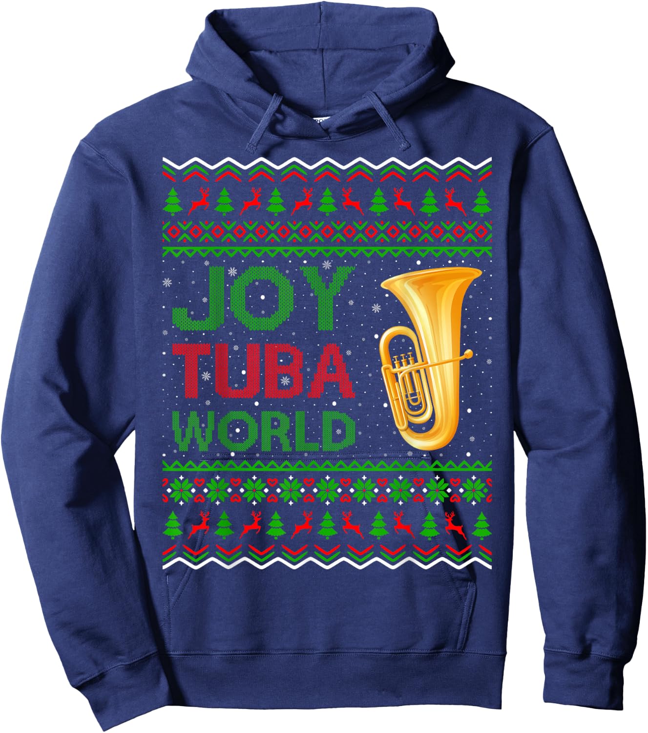 Joy Tuba World Music Lover Xmas Gift Ugly Tuba Christmas Hoodie - Hoodie | Navy