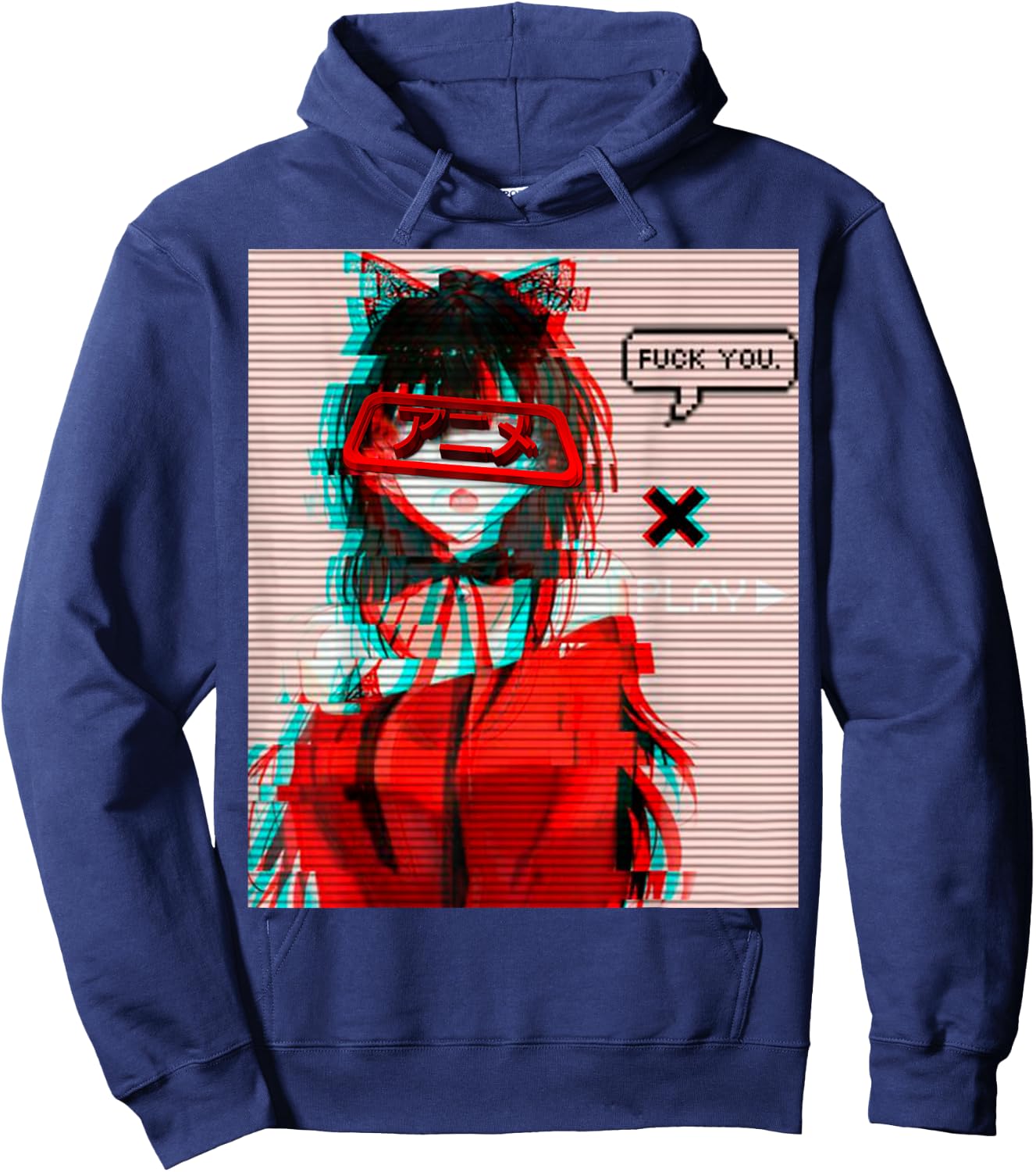 Aesthetic Vaporwave Japanese Futurism Anime Retro Hentai Hoodie - Hoodie | Navy