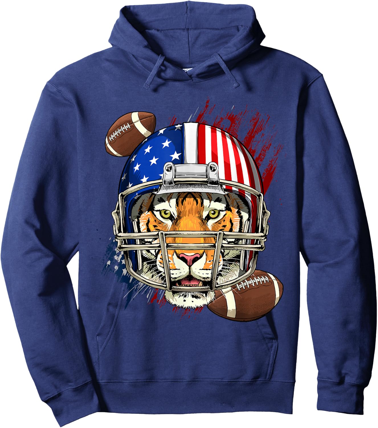 Tiger American Football Tiger Lovers USA Flag Hoodie - Hoodie | Navy