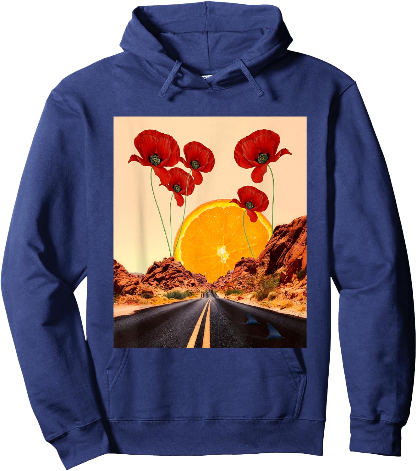 Mojave Desert - Nevada Road - Digital Collage Art - Classic Hoodie - Hoodie | Navy