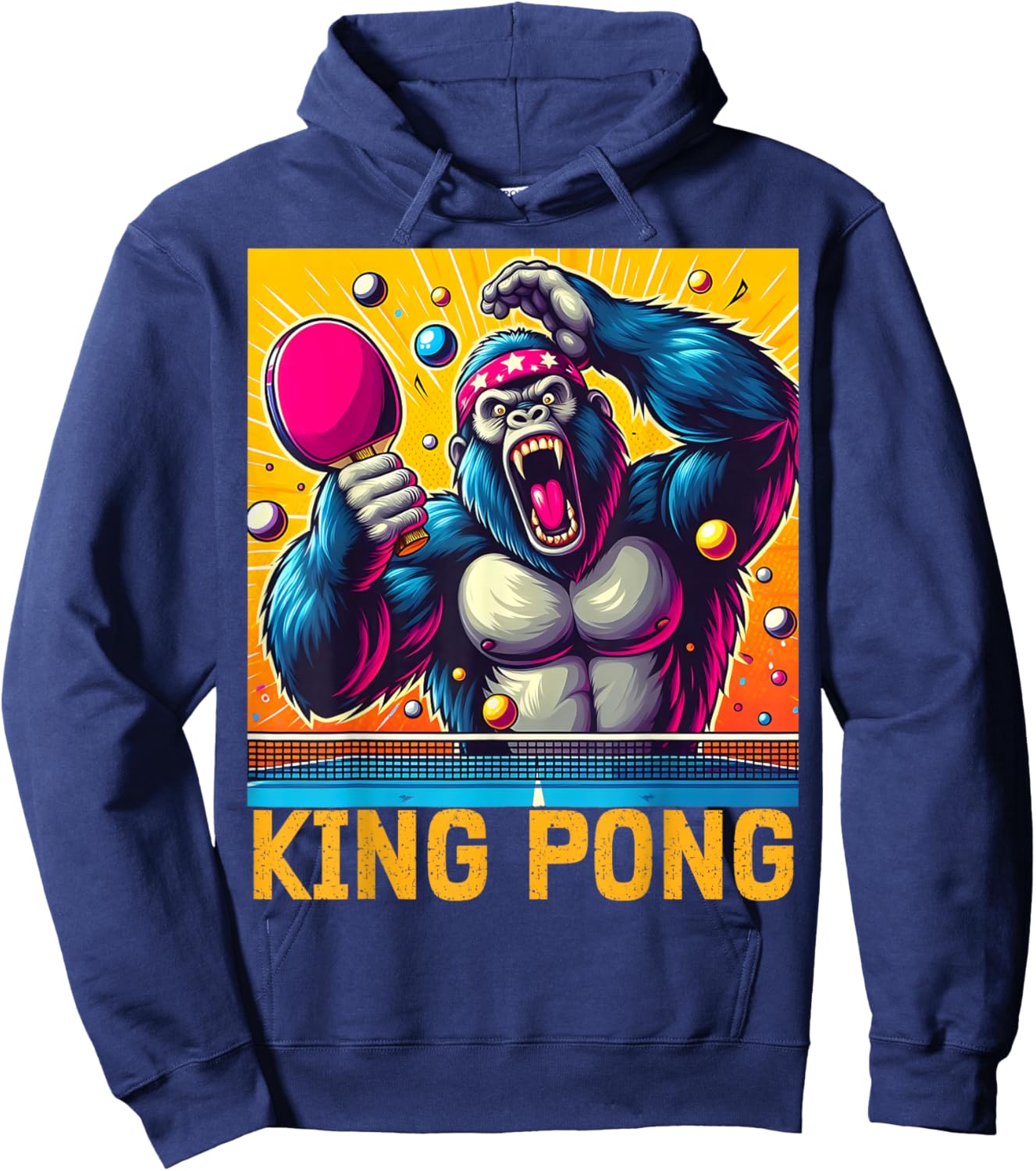Vintage King Pong - Ping Pong Table Tennis Player Champion Hoodie - Hoodie | Navy
