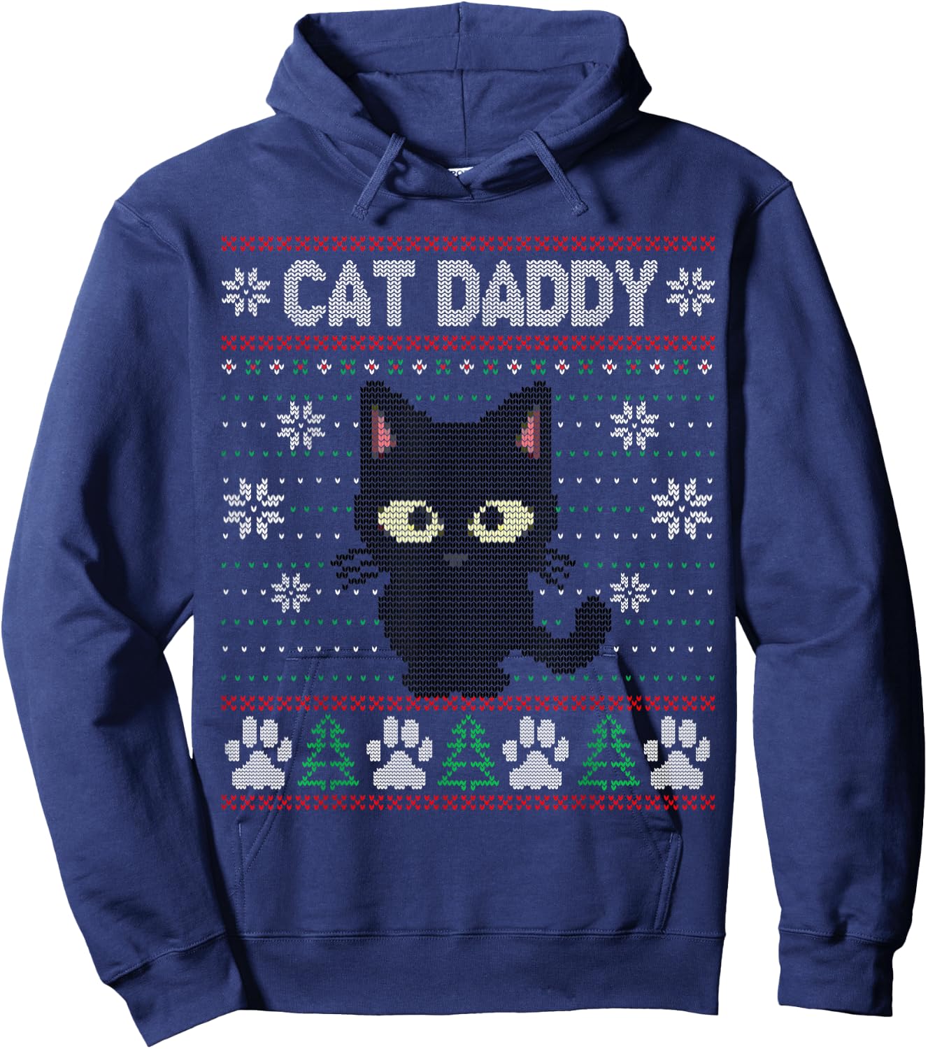 Cat Daddy Ugly Christmas Sweater Pajama Kitty Cat Lover Xmas Hoodie - Hoodie | Navy