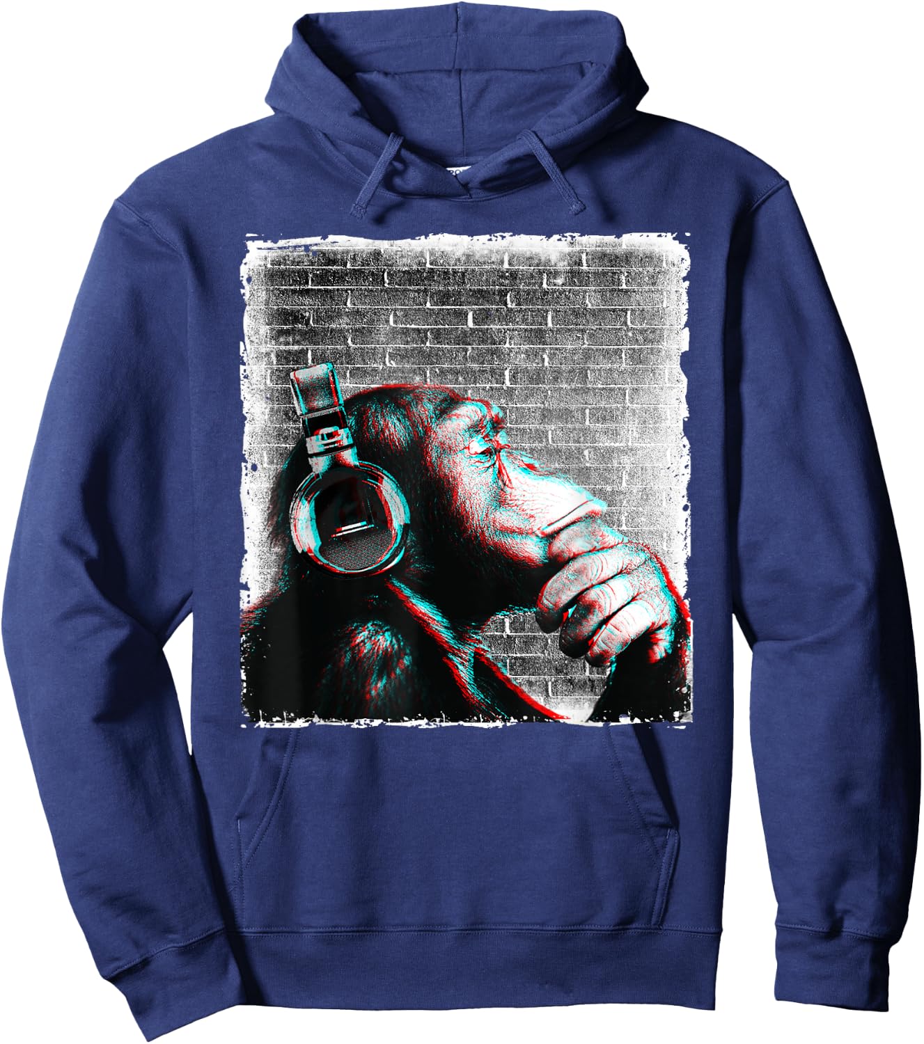 Monkey Chimp WIth Headphones Shirt - Edm Dj Music Lover Cool Hoodie - Hoodie | Navy