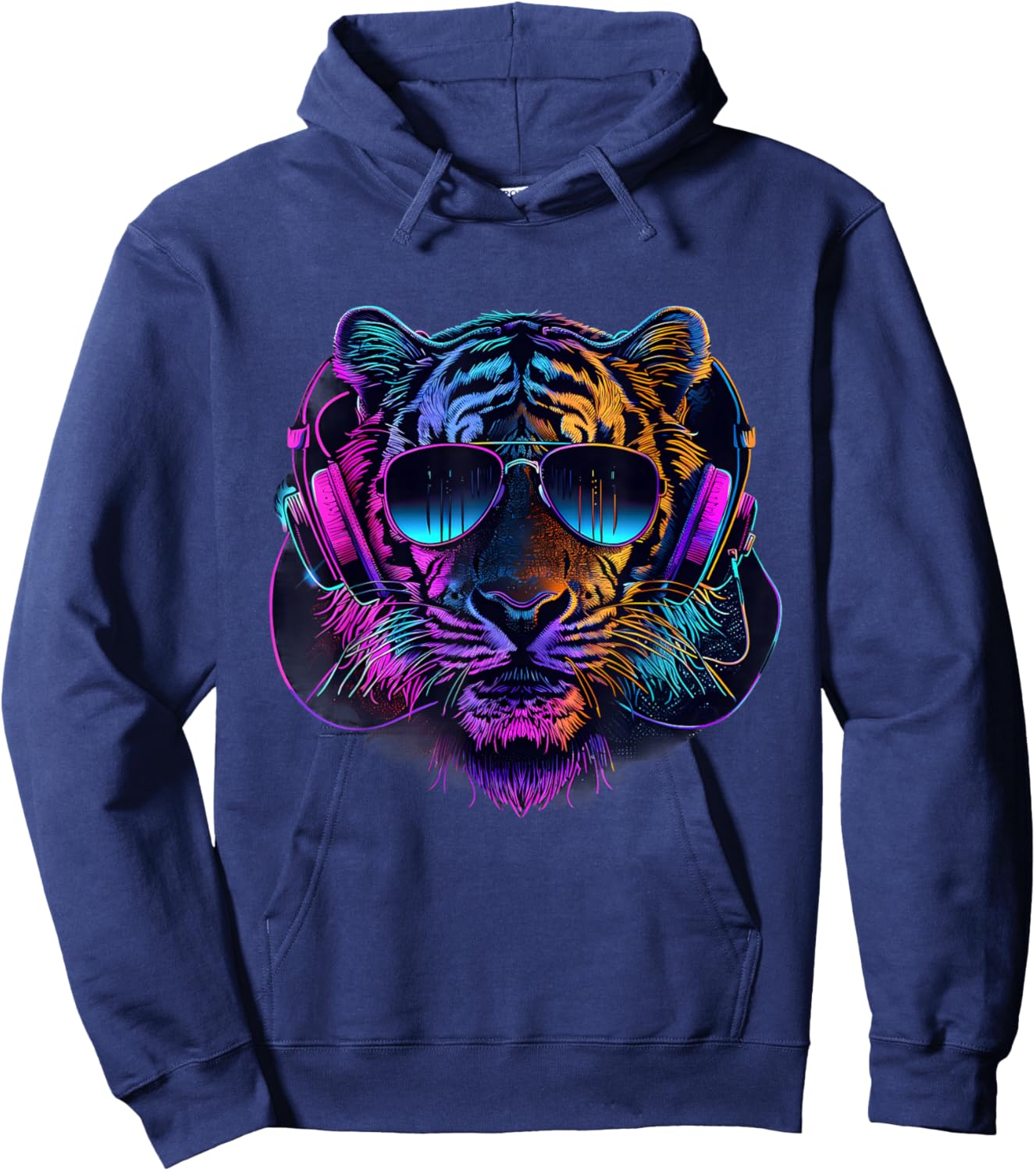 DJ Tiger House Music Headphones Music Producer Beatmaker Hoodie - Hoodie | Navy