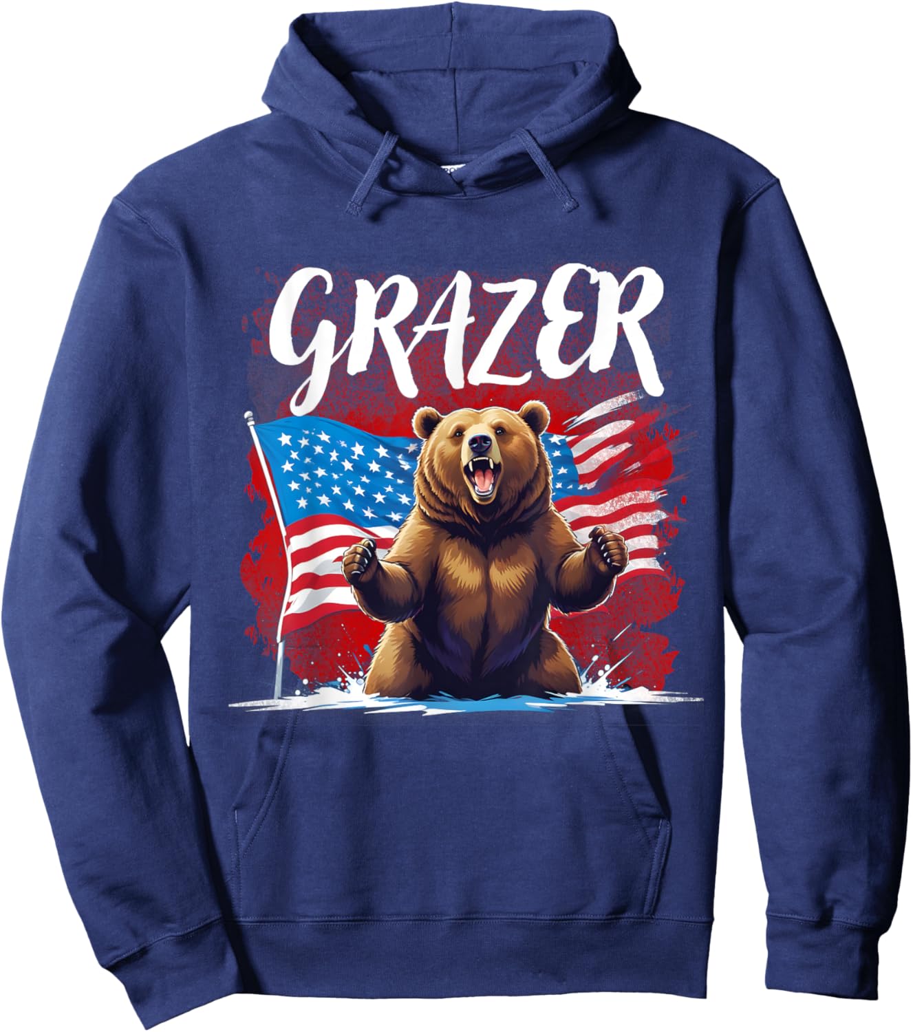 Grazer bear Men Women patriotic design Hoodie - Hoodie | Navy