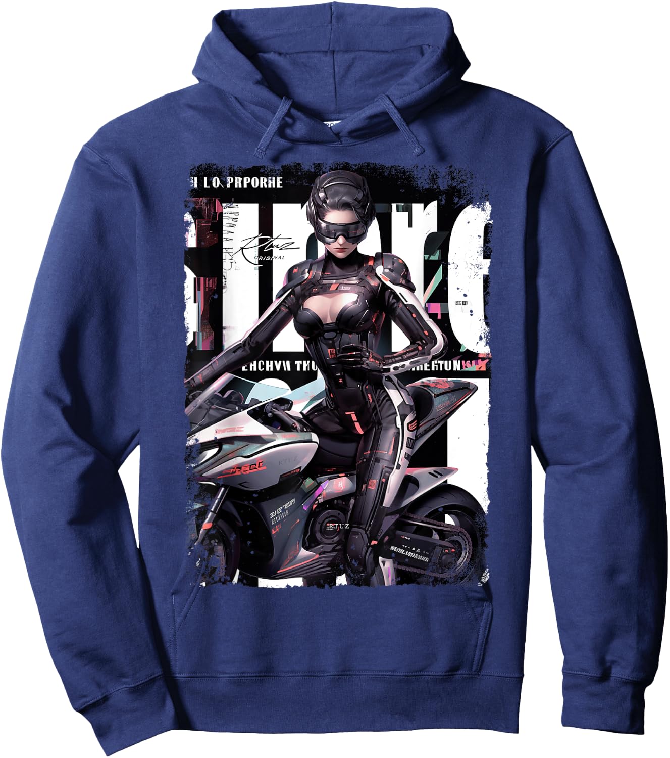 Supersport bike Superbike Pin-up girl racing motorcycle Hoodie - Hoodie | Navy
