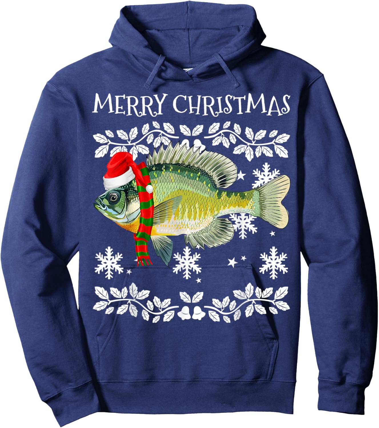 Fish Merry Christmas Ornament Bluegill Ugly Xmas Hoodie - Hoodie | Navy