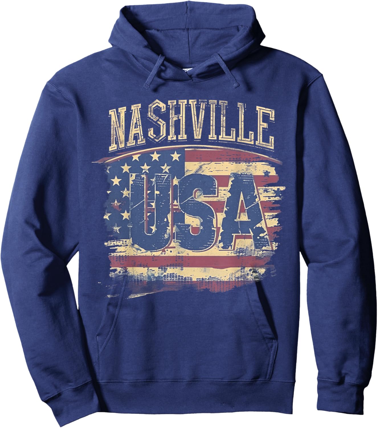 Nashville - USA 4th of July Retro American Flag Vintage Girls Kids Men Hoodie - Hoodie | Navy
