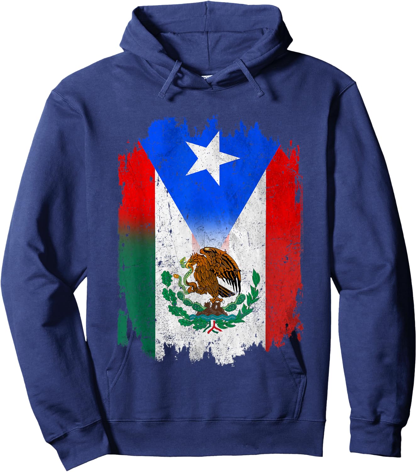 Mexican Mexican Flag Puerto Rico Flag Boricua Hoodie - Hoodie | Navy