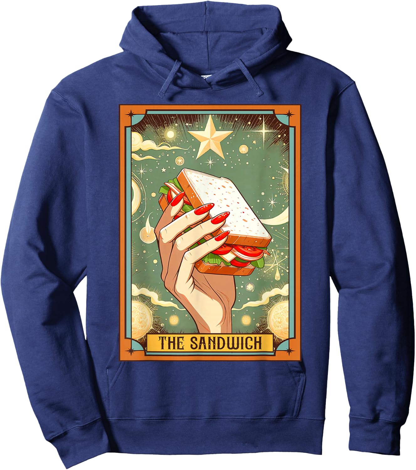 Sandwich Lover Food Lover Foodie The Sandwich Tarot Card Hoodie - Hoodie | Navy
