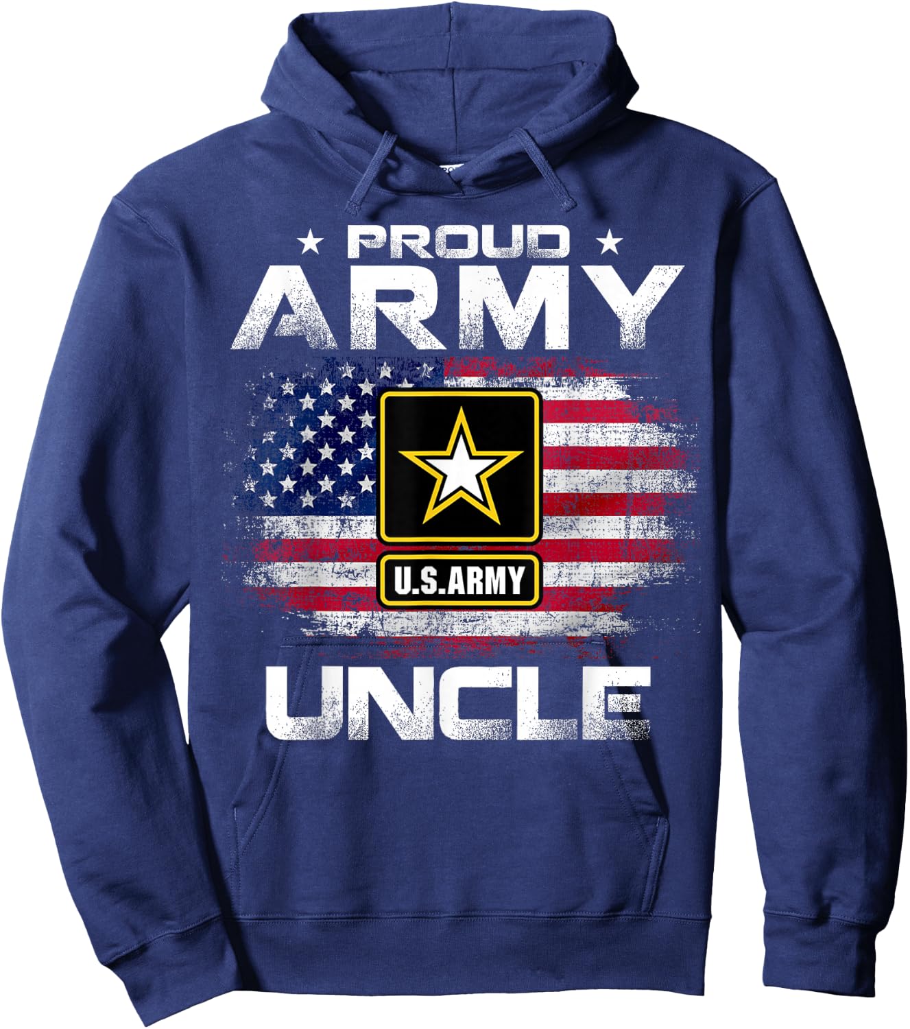 Proud Army Uncle With American Flag For Veteran Gift Hoodie - Hoodie | Navy