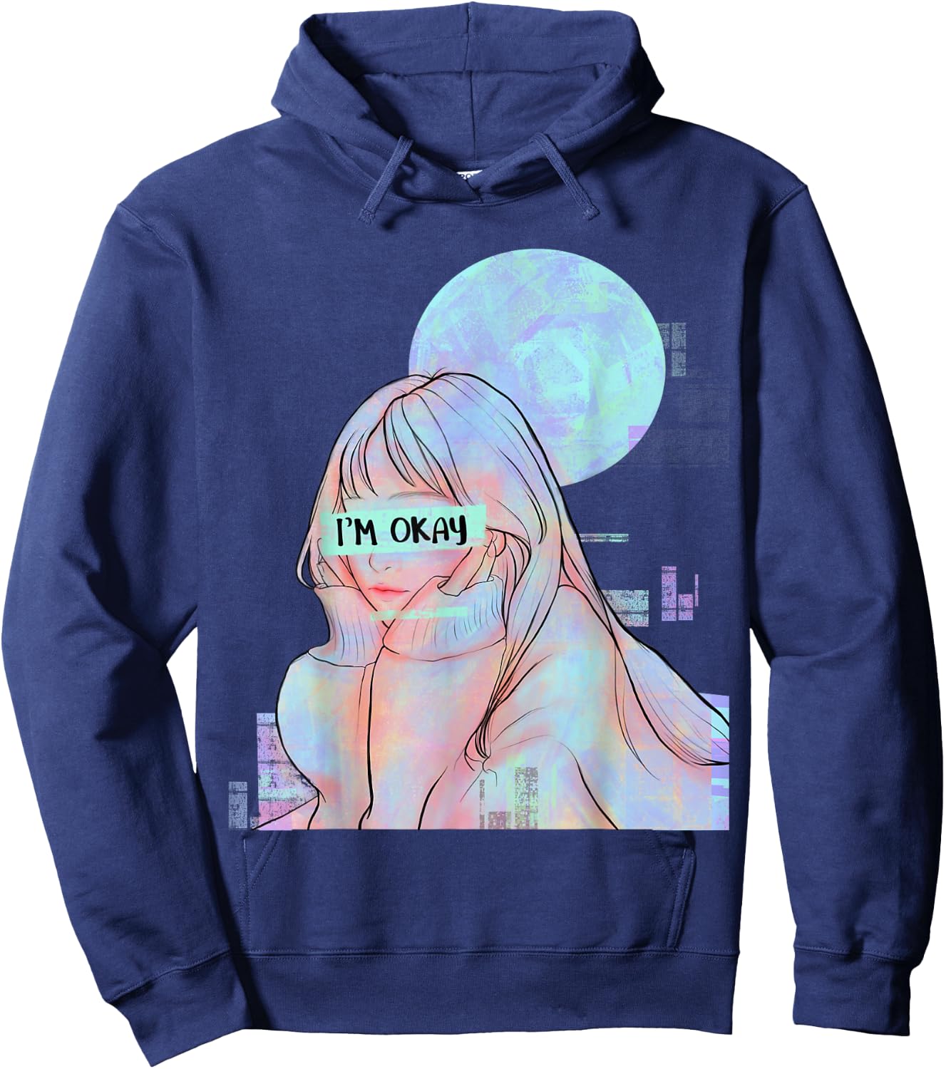 Sad Girl Japanese Anime Girl Hoodie - Hoodie | Navy