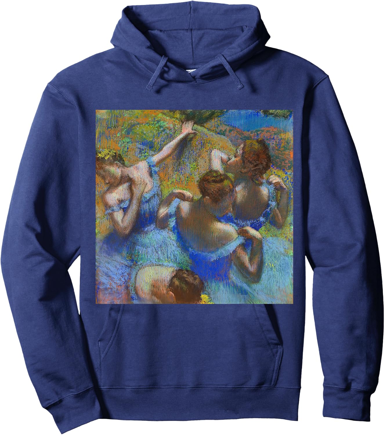 Edgar Degas Ballerina's in Blue | Ballet Impressionism Art Hoodie - Hoodie | Navy