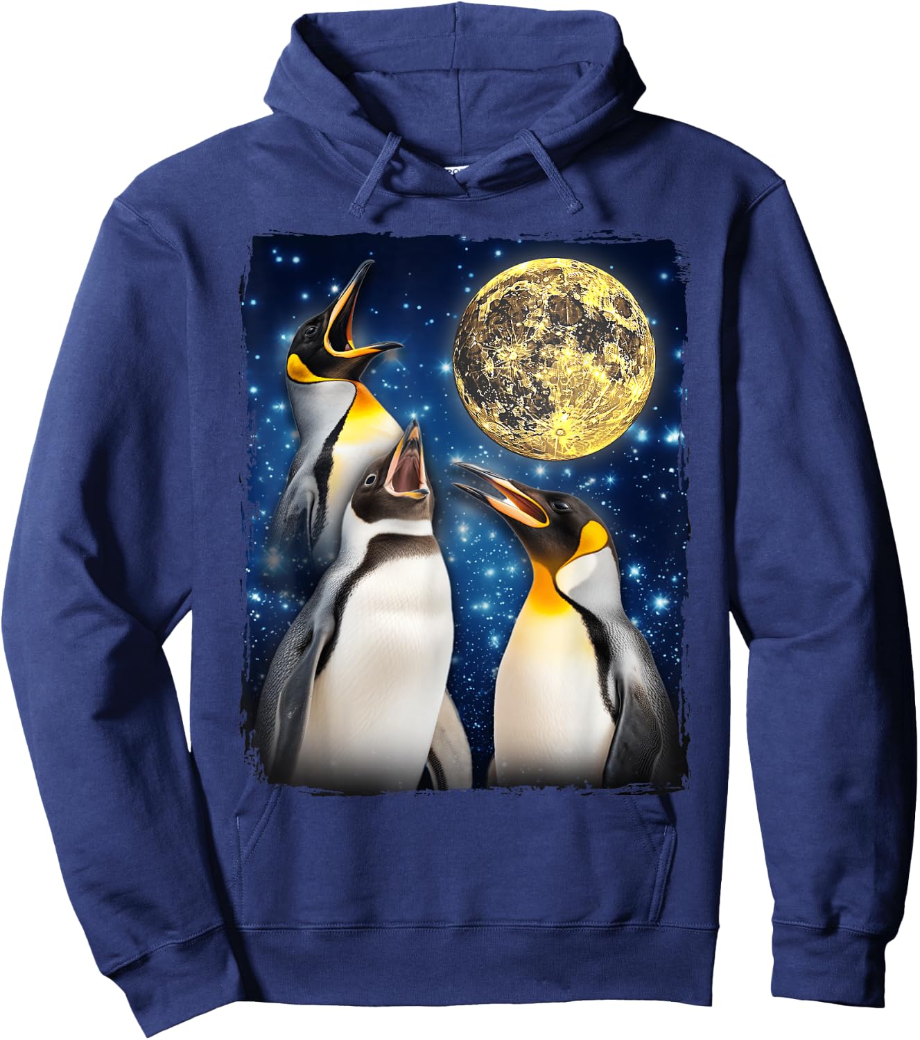Penguins Howling At The Moon Hoodie - Hoodie | Navy