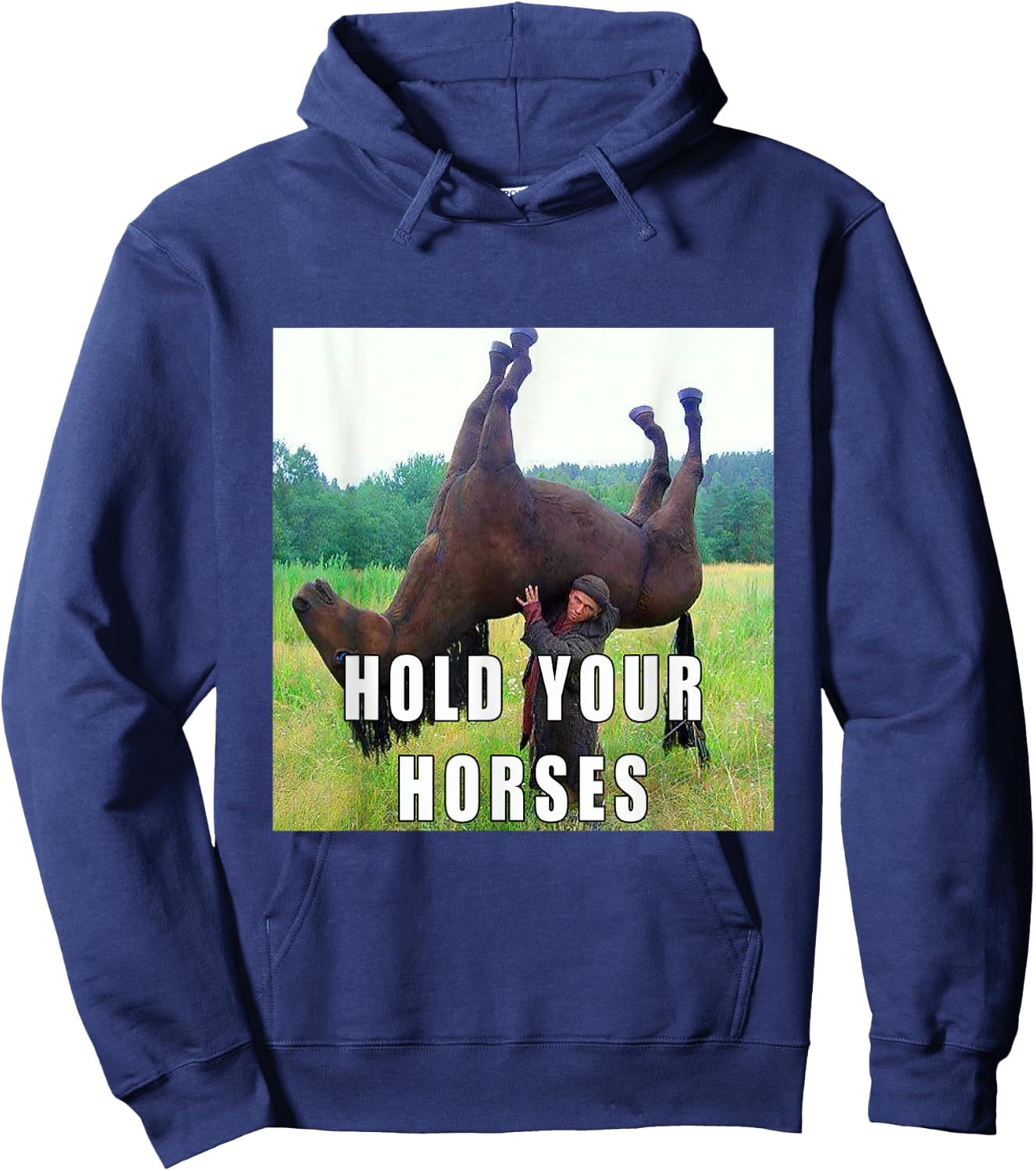 Hold Your Horse Funny Meme Women Hoodie - Hoodie | Navy