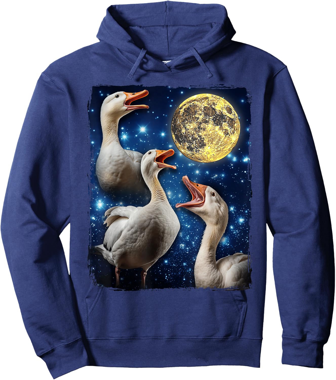 Goose Howling At Moon Hoodie - Hoodie | Navy