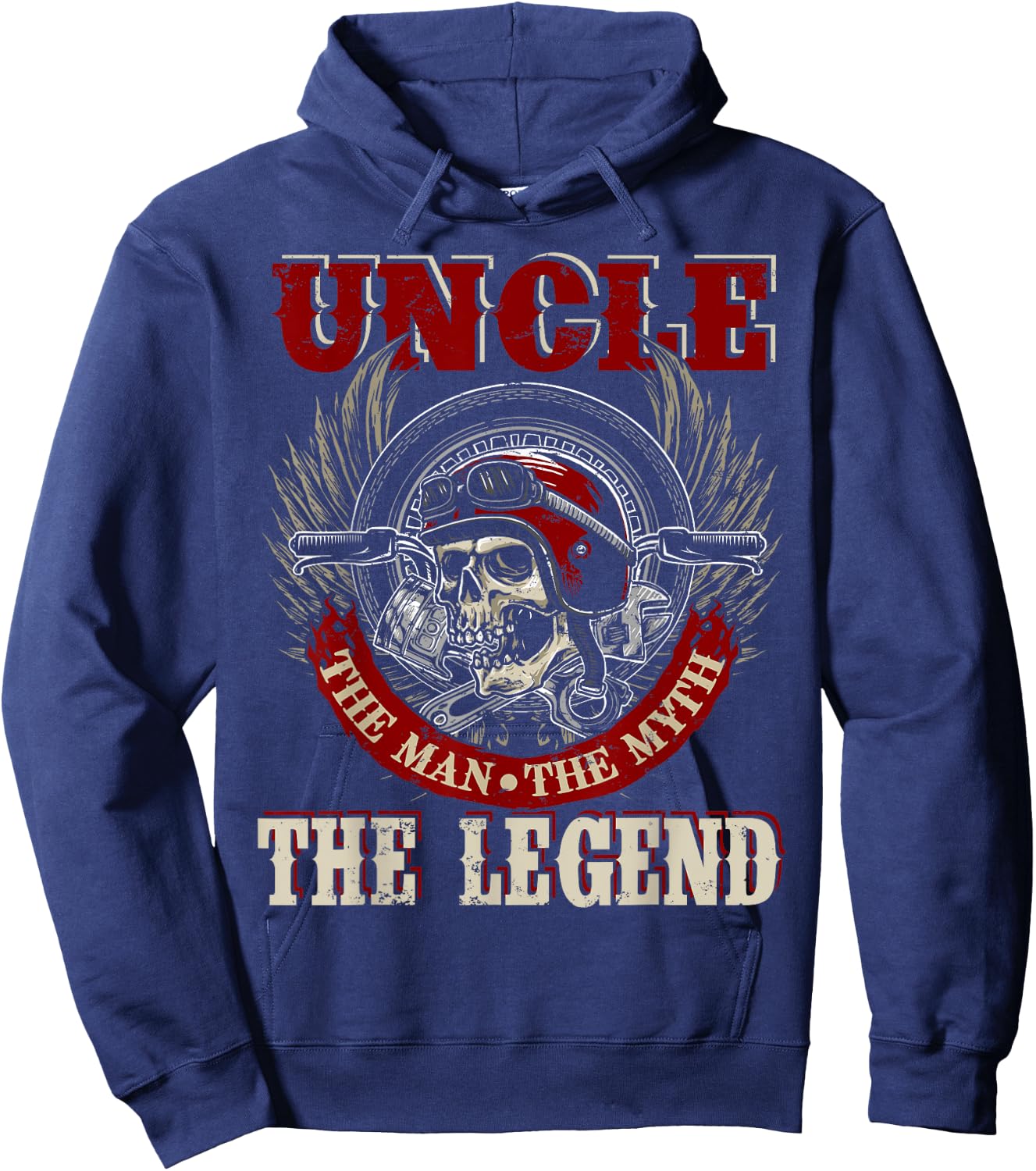 Uncle The Man The Myth Happy Fathers Day Skull Biker Lover Hoodie - Hoodie | Navy