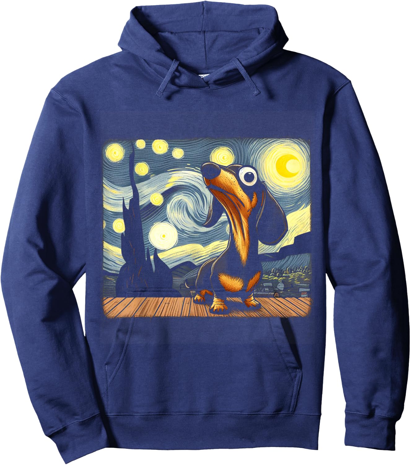 Funny Dachshunds Sausage Dogs in a Starry Night Hoodie - Hoodie | Navy