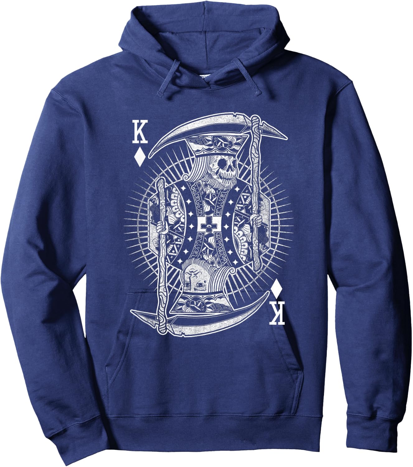 King Poker Card Skeleton Skull Goth Style Gothic Gambler Hoodie - Hoodie | Navy