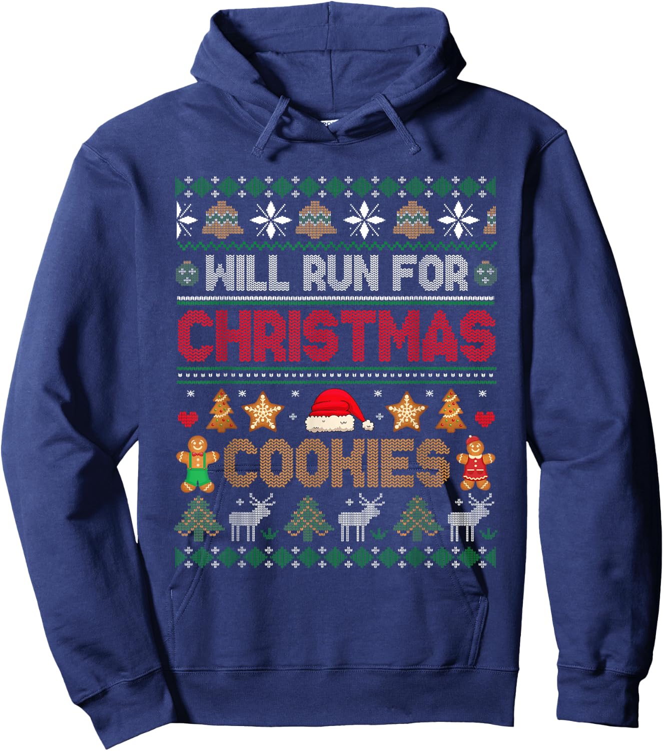 Will Run For Christmas Cookies Costume Santa Baker Drinker Hoodie - Hoodie | Navy