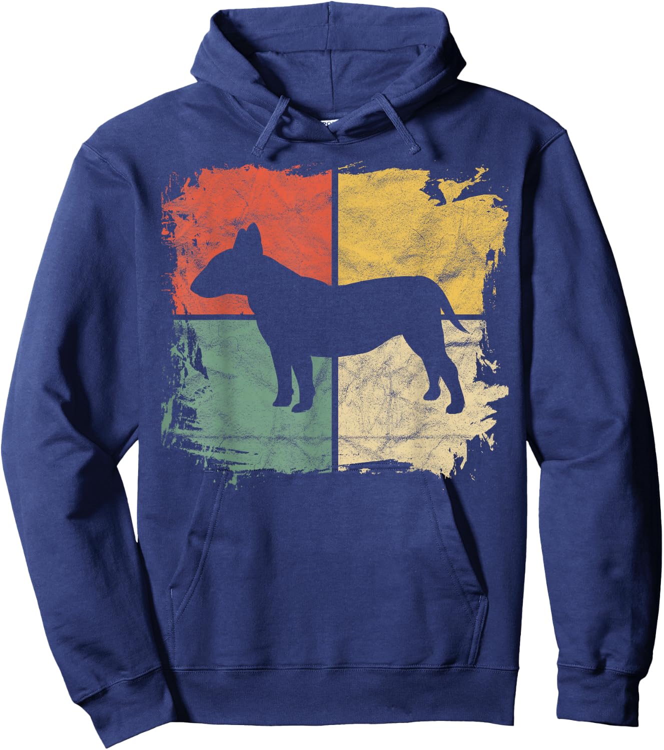 Square Retro Bull Terrier Owner Gift Dog Bully Dad Pet Mom Hoodie - Hoodie | Navy