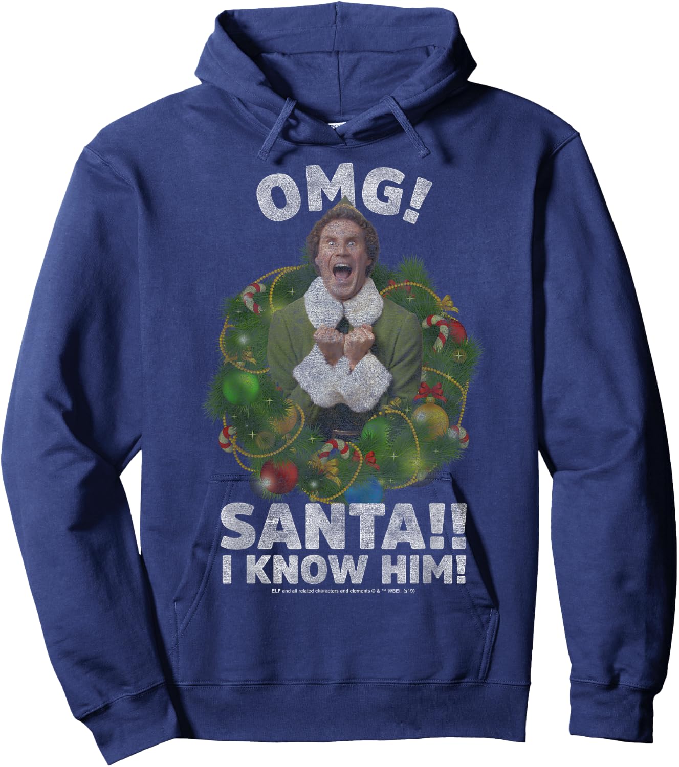 Elf Buddy OMG Santa I Know Him Vintage Joyful Poster Hoodie - Hoodie | Navy