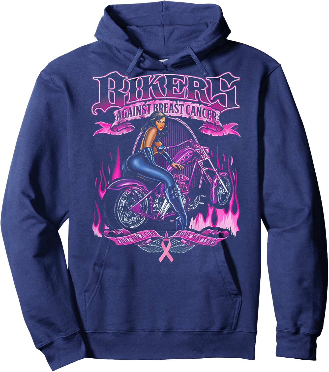 Bikers Against Breast Cancer Fight For A Cure Hope Matters Hoodie - Hoodie | Navy