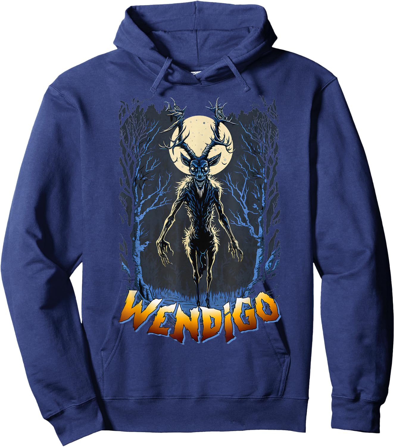 Wendigo Supernatural Monster Folklore Cryptid Full Moon Hoodie - Hoodie | Navy
