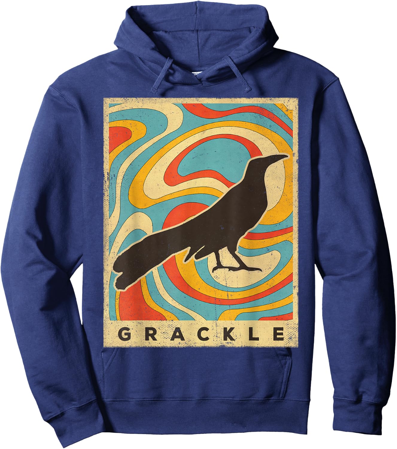 Vintage Grackle Bird Lover Animal Retro Style Hoodie - Hoodie | Navy