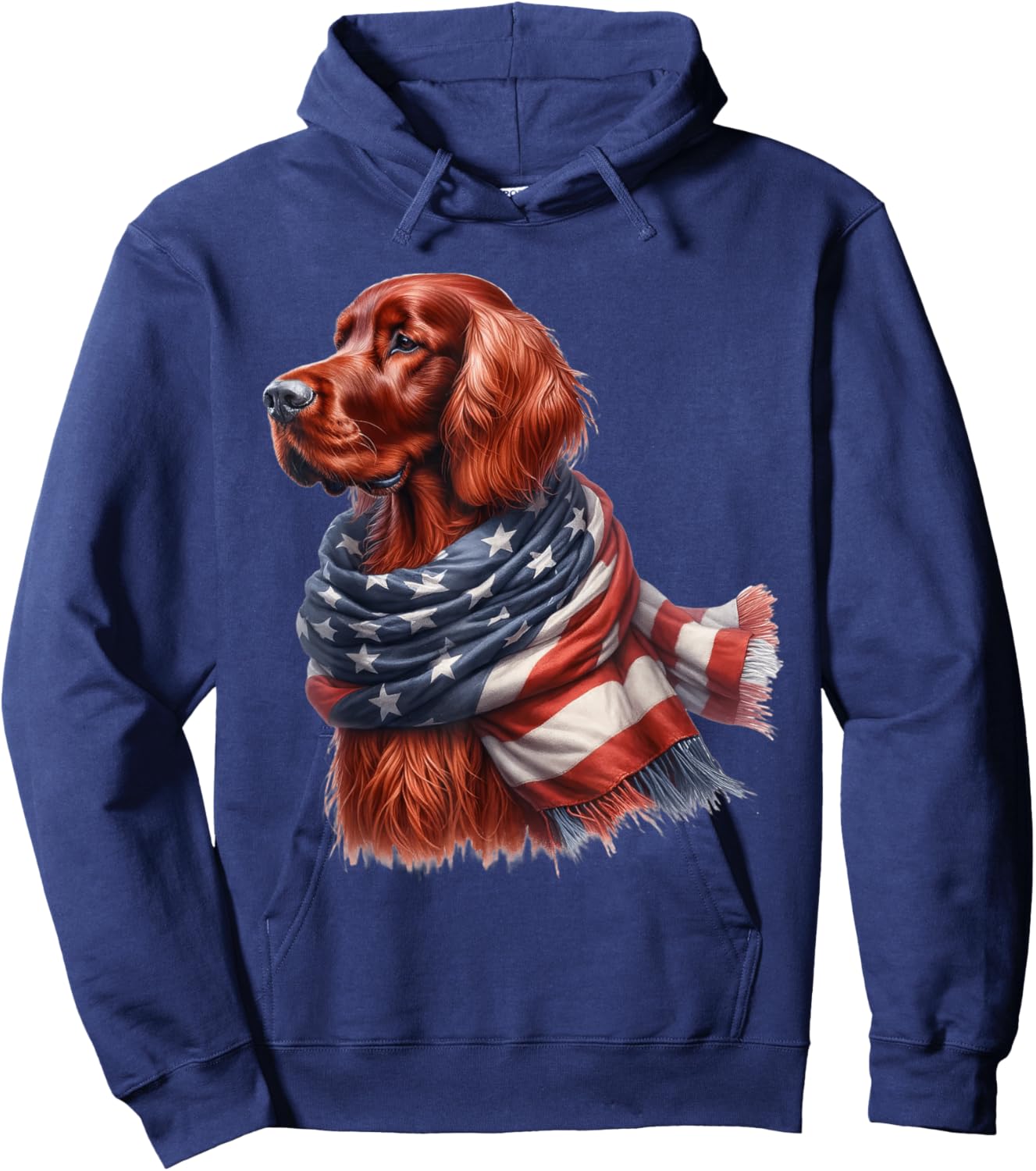 Irish Setter American Flag Patriotic Irish Setter Dog Lover Hoodie - Hoodie | Navy