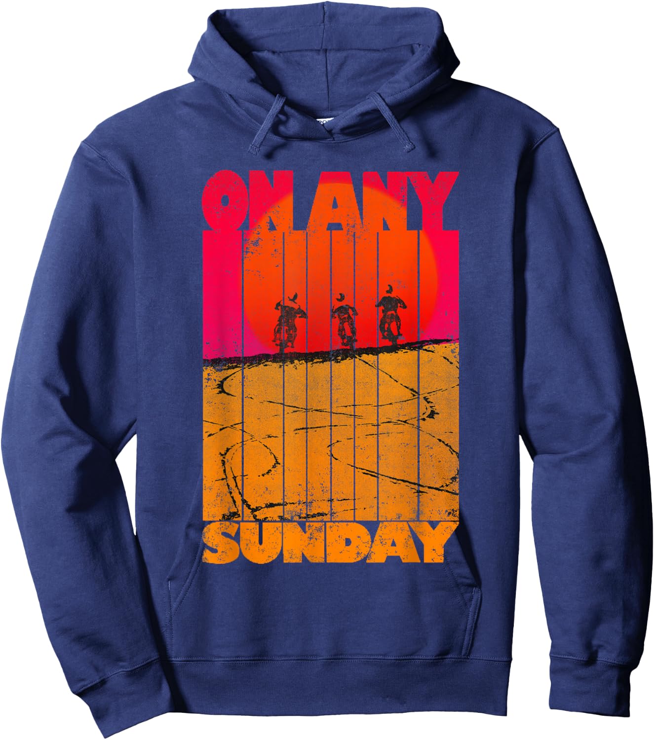 Endless Summer Vintage On Any Sunday - Men's Black Small Classic Fit Short Sleeve Hoodie - Hoodie | Navy