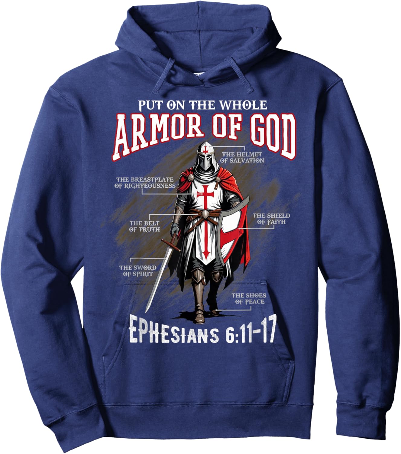 Full Armor of God Men Women Kids Christian Bible Verse Gift Hoodie - Hoodie | Navy