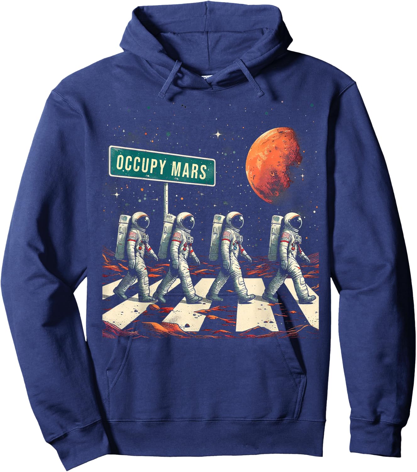 Astronauts Walking in Space Occupy Mars Hoodie - Hoodie | Navy