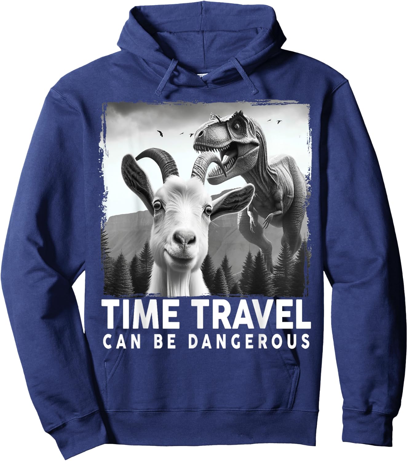 Goat Selfie with Dinosaur, Time Travel Can Be Dangerous Hoodie - Hoodie | Navy
