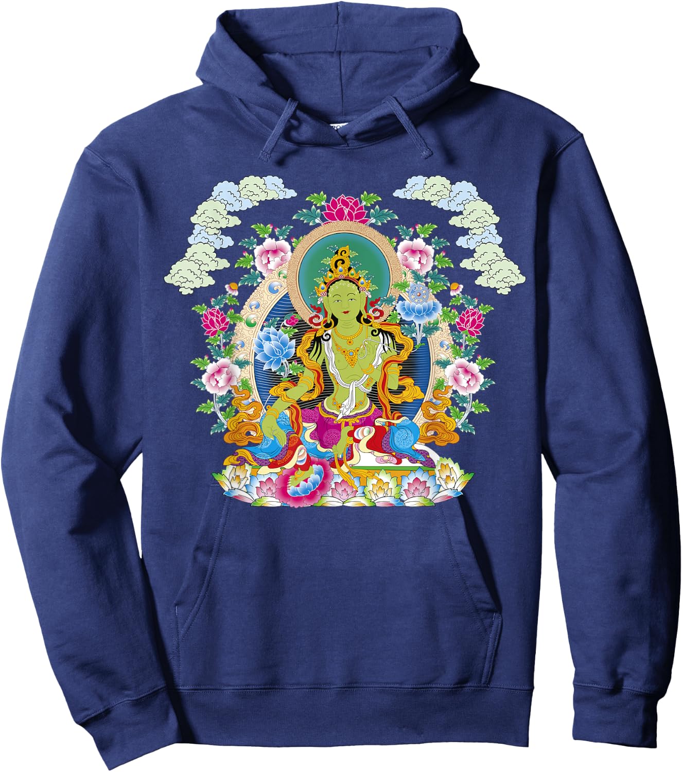 Thangka Buddha Yoga Mandala Meditation Buddhism Namaste Hoodie - Hoodie | Navy